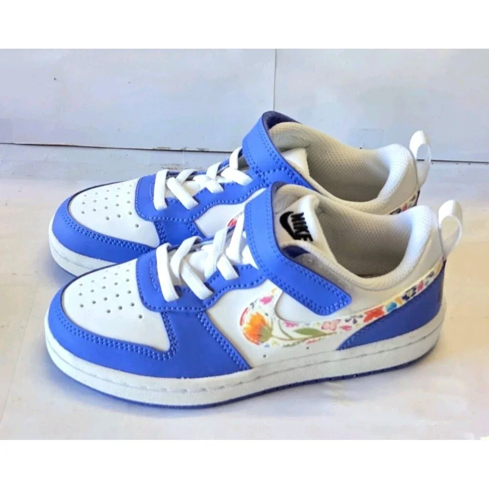Nike Court Borough Low (PS) Kids Hook & Loop Low Top Floral 12C Blue
